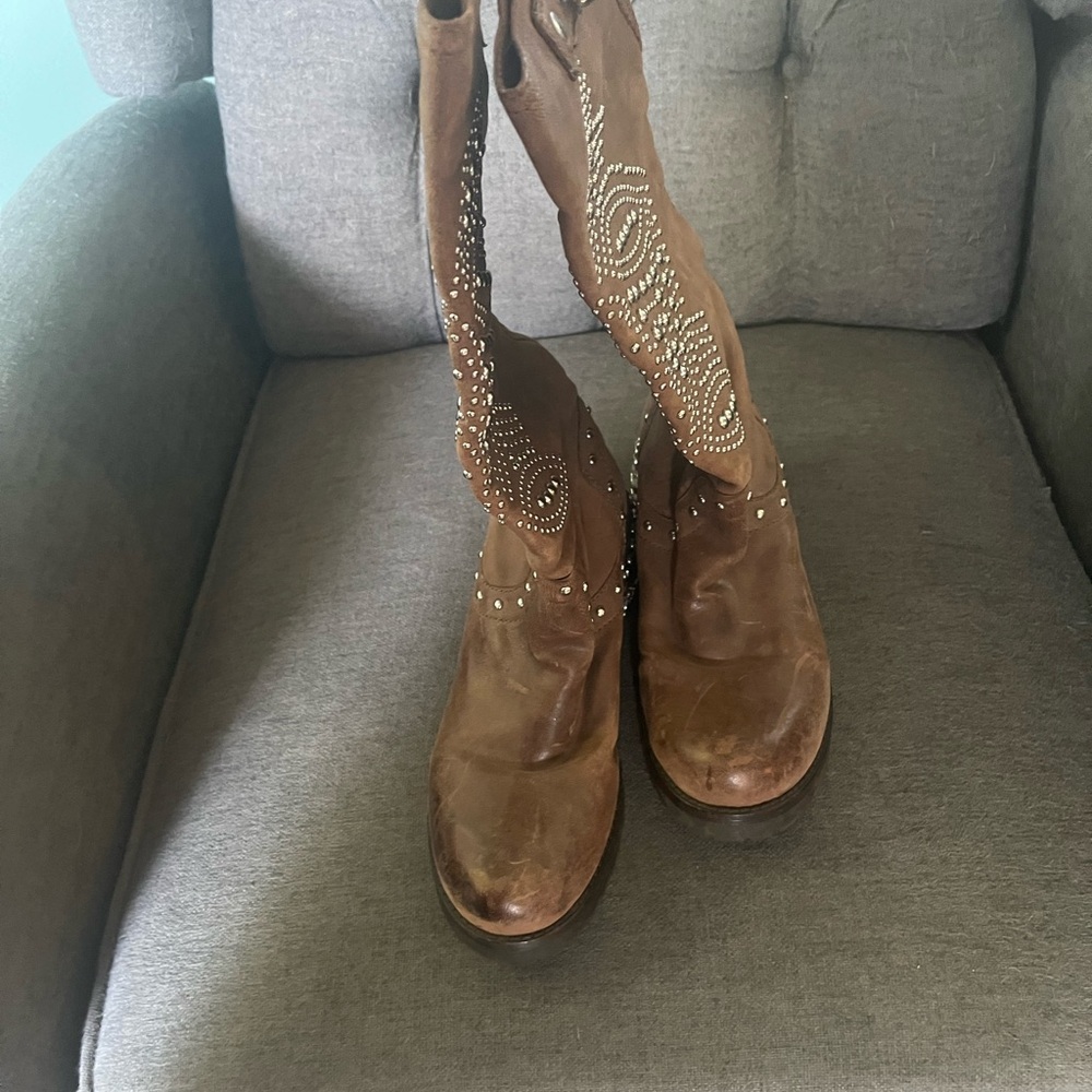 Donald J. Pliner Brown Studded Heeled Boots